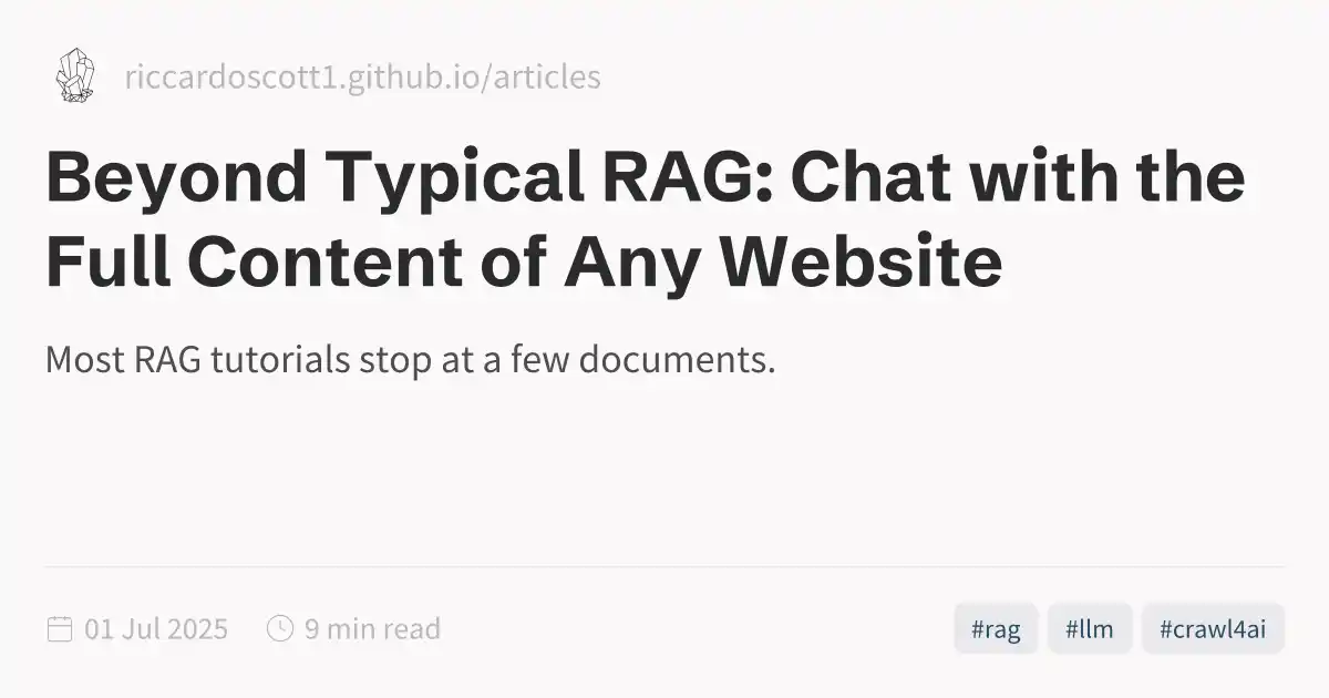 Beyond Typical RAG: Chat with the Full Content of Any Website