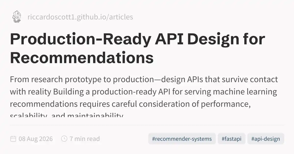 Production-Ready API Design for Recommendations
