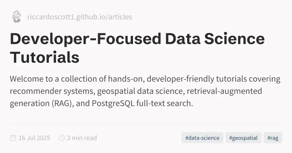 Developer-Focused Data Science Tutorials